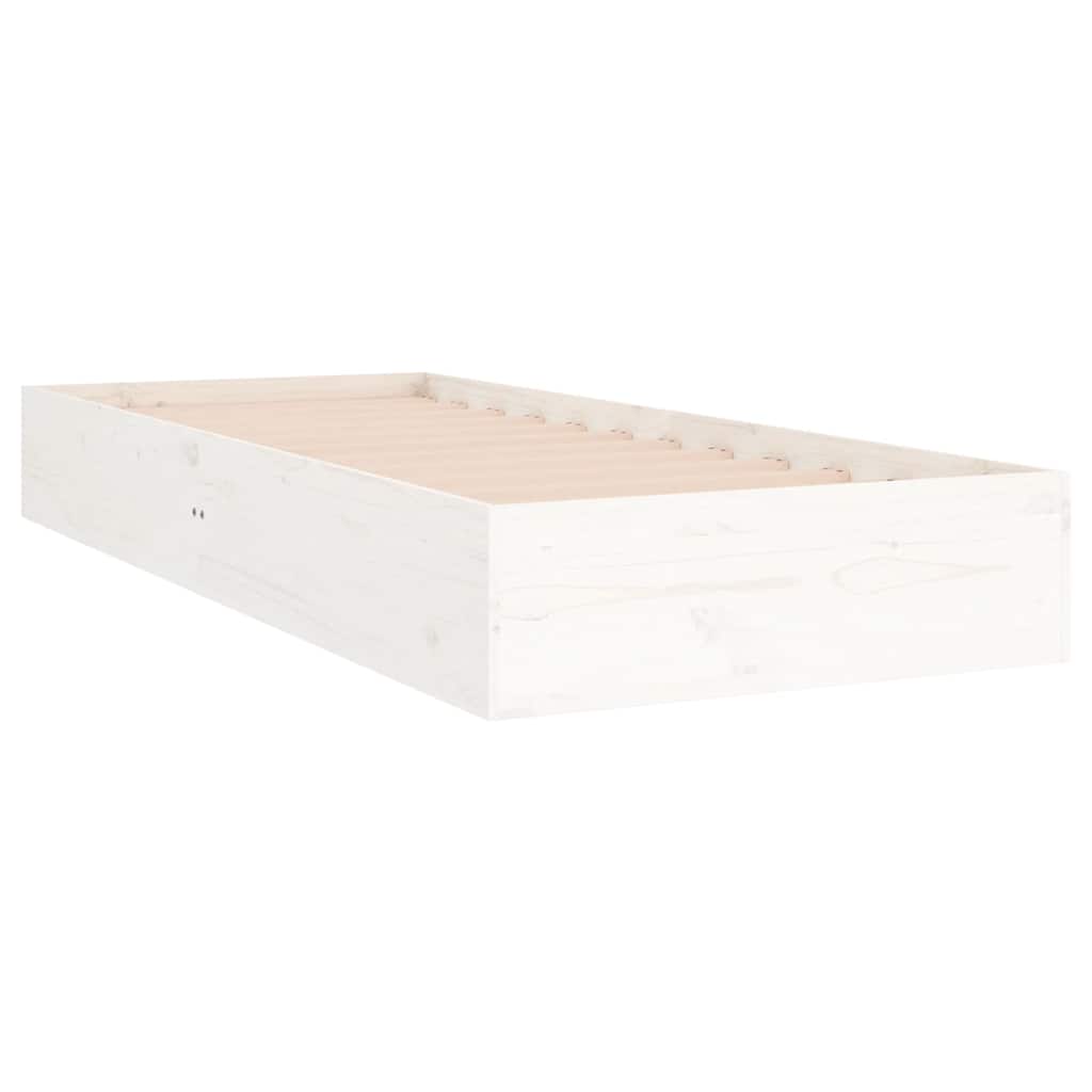 Vidaxl bedframe massief hout wit 75x190 cm