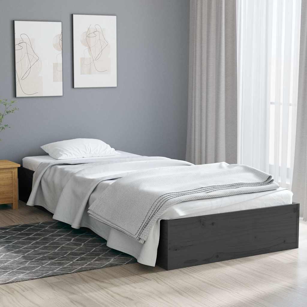 Vidaxl bedframe massief hout grijs 75x190 cm