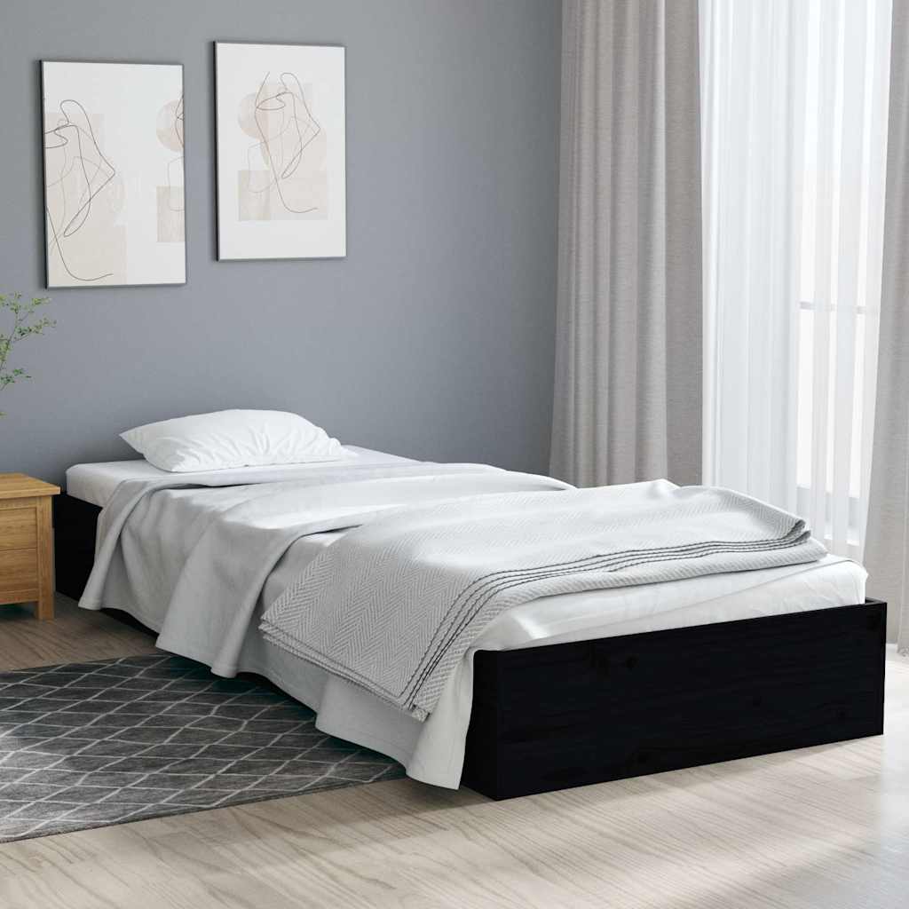 Vidaxl bedframe massief hout zwart 75x190 cm
