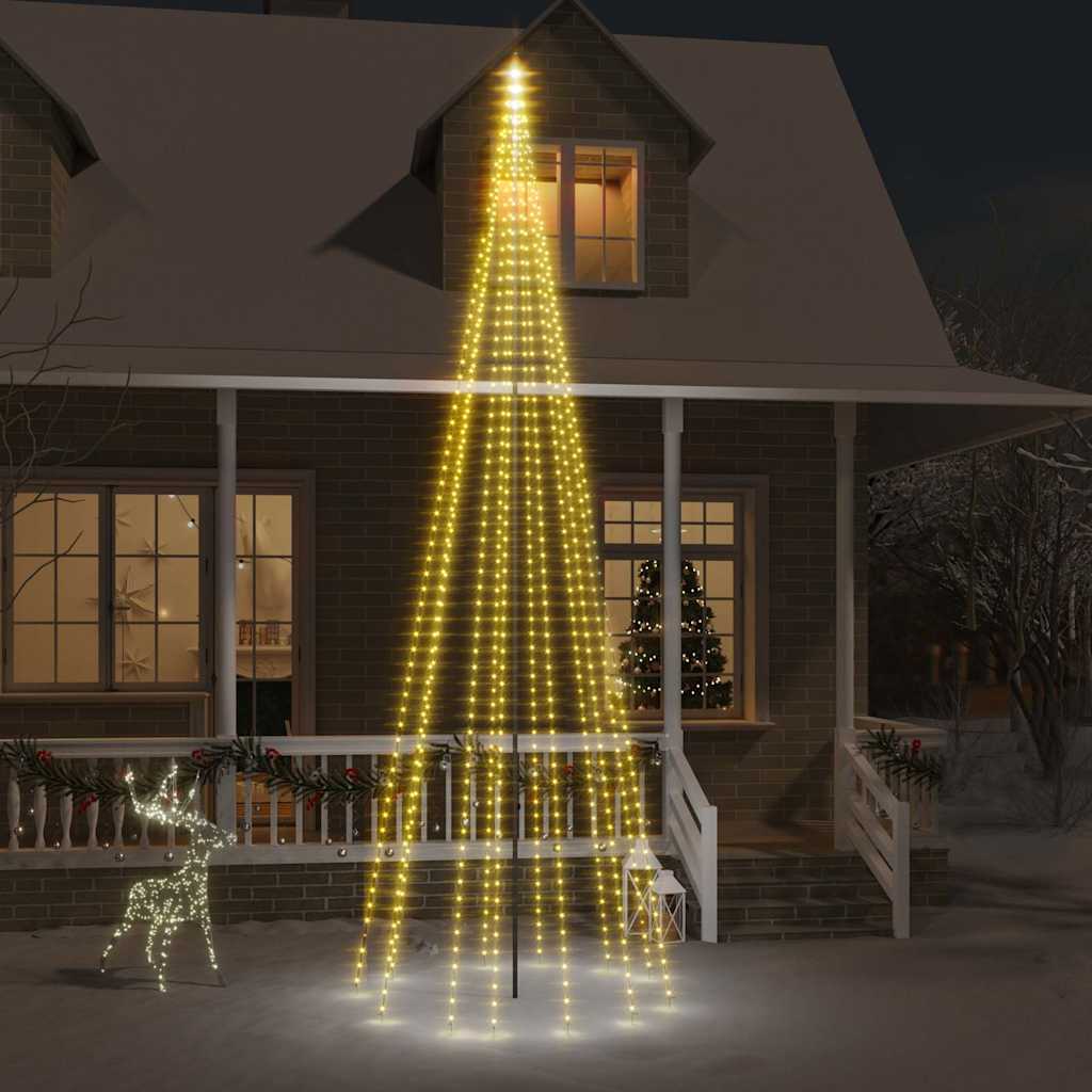 Vidaxl vlaggenmast kerstboom 732 led's warmwit 500 cm