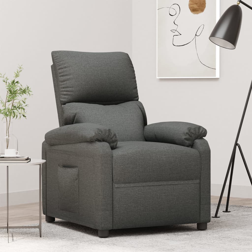 Vidaxl fauteuil verstelbaar stof donkergrijs