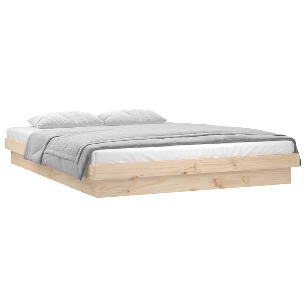 Vidaxl bedframe led massief hout 120x200 cm