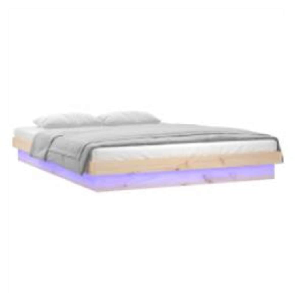 Vidaxl bedframe led massief hout 140x200 cm