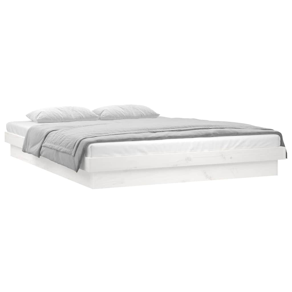 Vidaxl bedframe led massief hout wit 180x200 cm