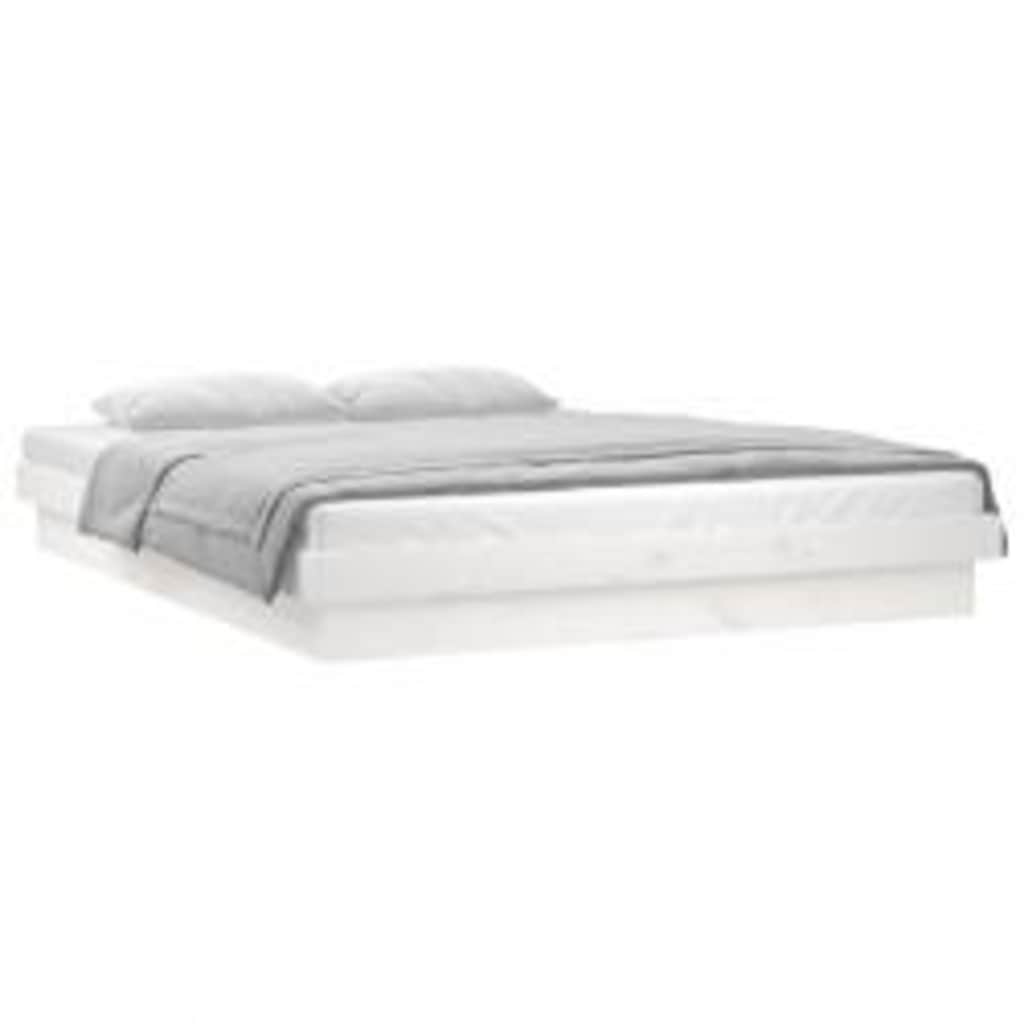 Vidaxl bedframe led massief hout wit 200x200 cm