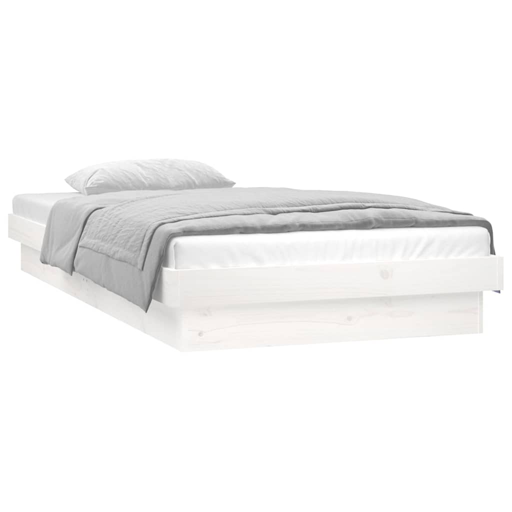 Vidaxl bedframe led massief hout wit 90x190 cm