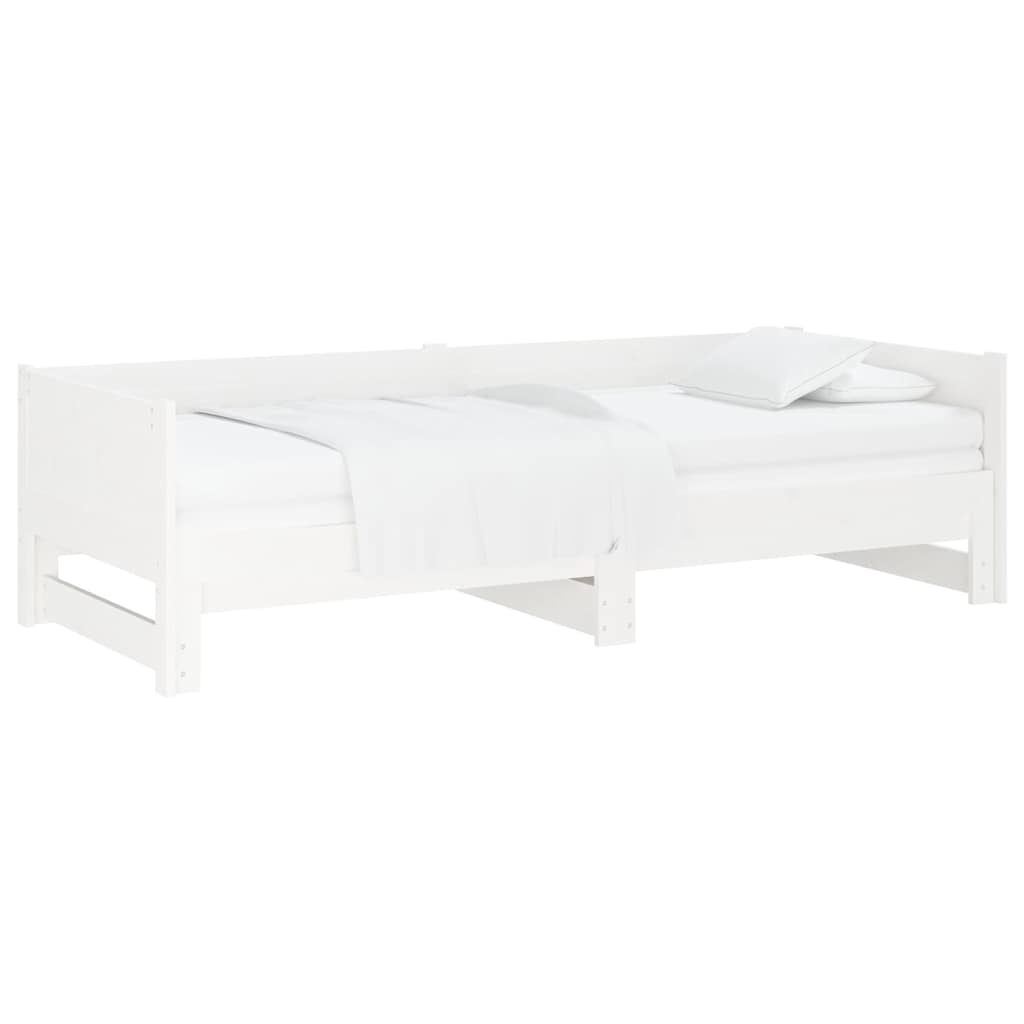 Vidaxl slaapbank uitschuifbaar massief grenenhout wit 2x(80x200) cm