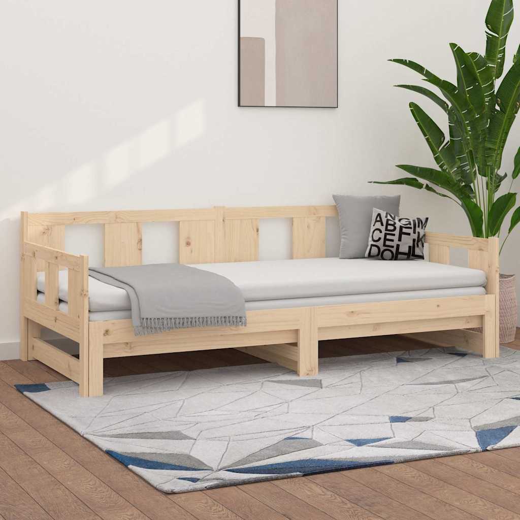 Vidaxl slaapbank uitschuifbaar massief grenenhout 2x(80x200) cm