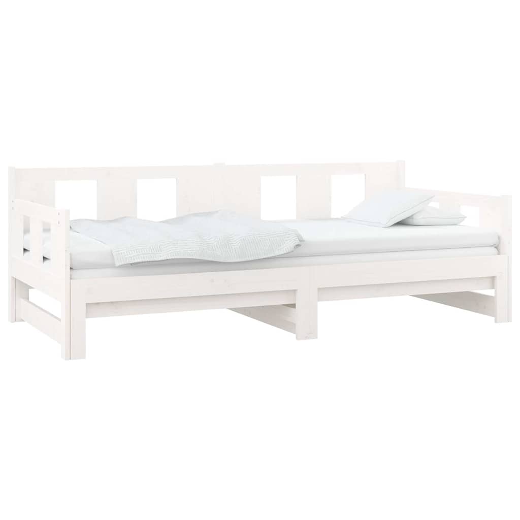 Vidaxl slaapbank uitschuifbaar massief grenenhout wit 2x(90x190) cm