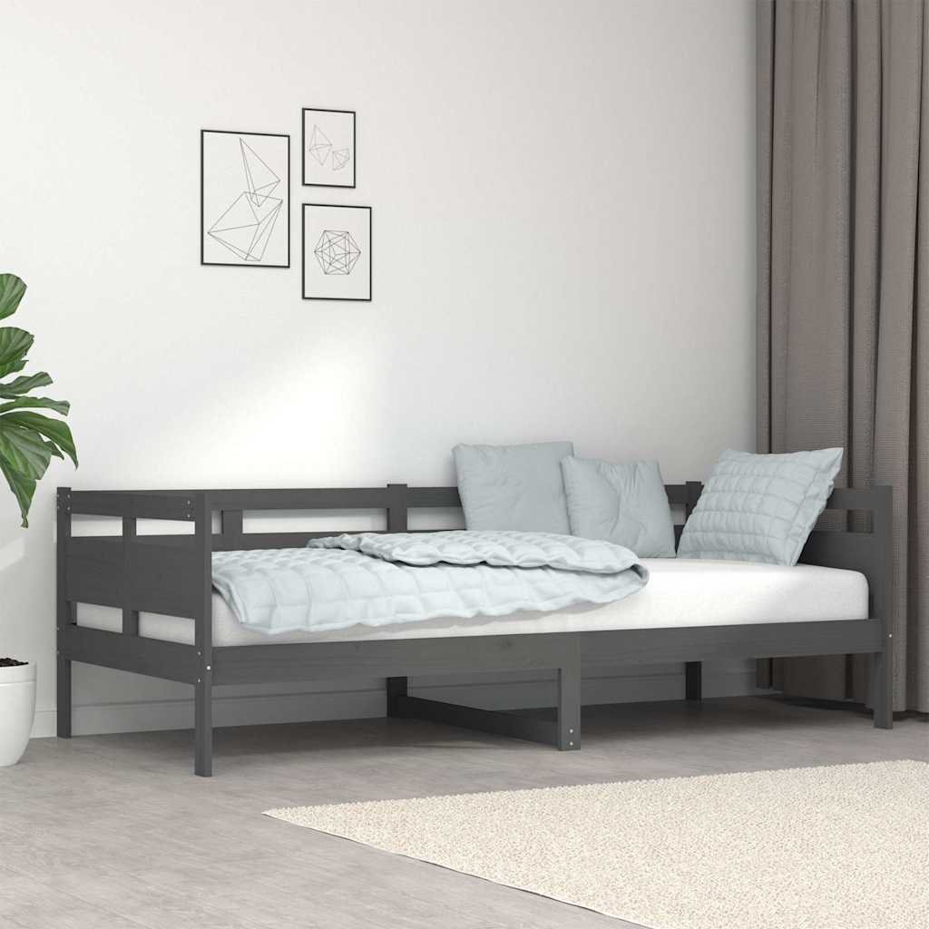 Vidaxl slaapbank massief grenenhout grijs 90x200 cm