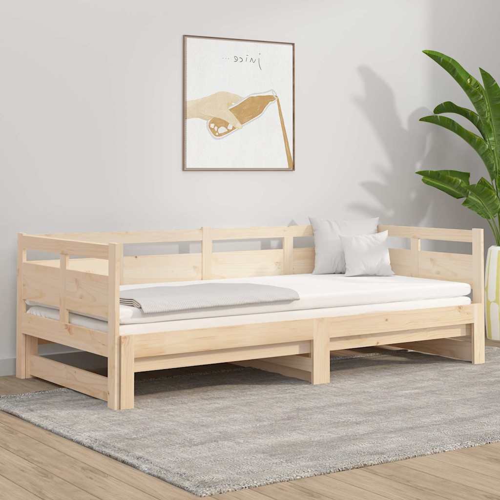 Vidaxl slaapbank uitschuifbaar massief grenenhout 2x(80x200) cm