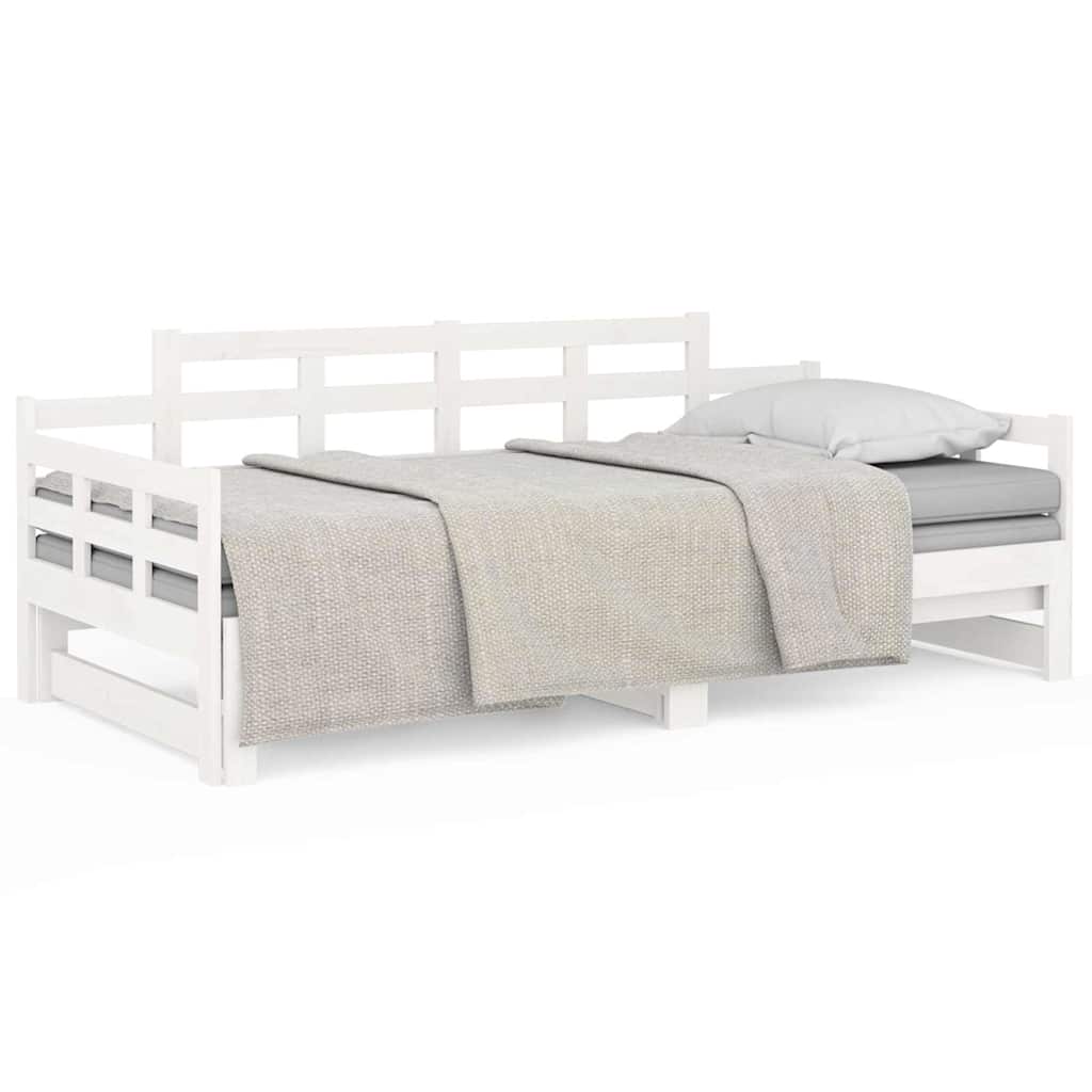 Vidaxl slaapbank uitschuifbaar massief grenenhout wit 2x(90x200) cm