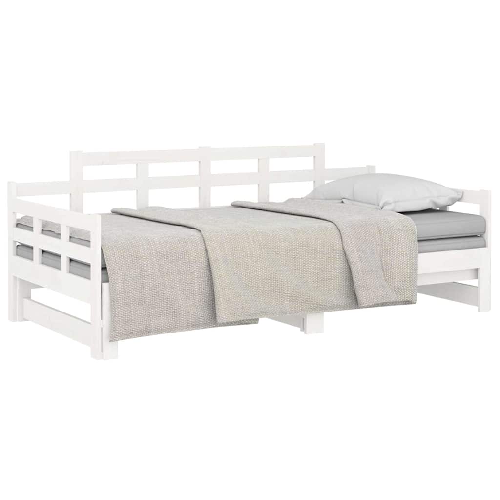 Vidaxl slaapbank uitschuifbaar massief grenenhout wit 2x(90x200) cm