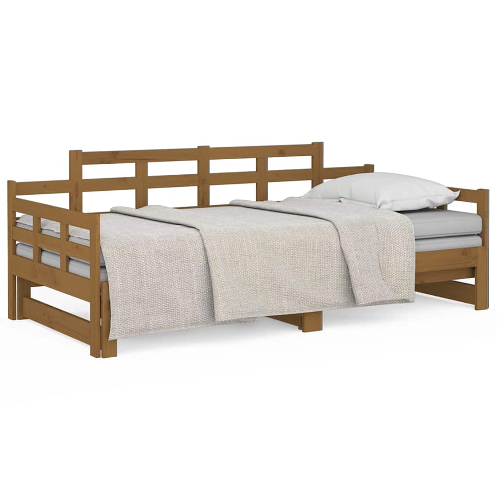 Vidaxl slaapbank uitschuifbaar grenenhout honingbruin 2x(90x200) cm