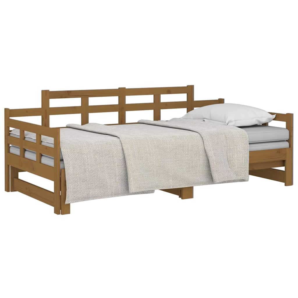 Vidaxl slaapbank uitschuifbaar grenenhout honingbruin 2x(90x190) cm