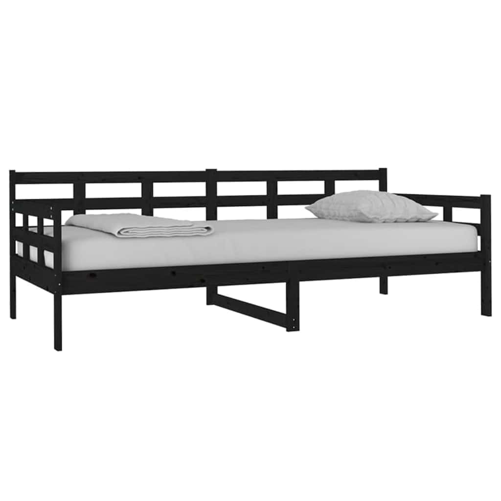 Vidaxl slaapbank massief grenenhout zwart 90x200 cm
