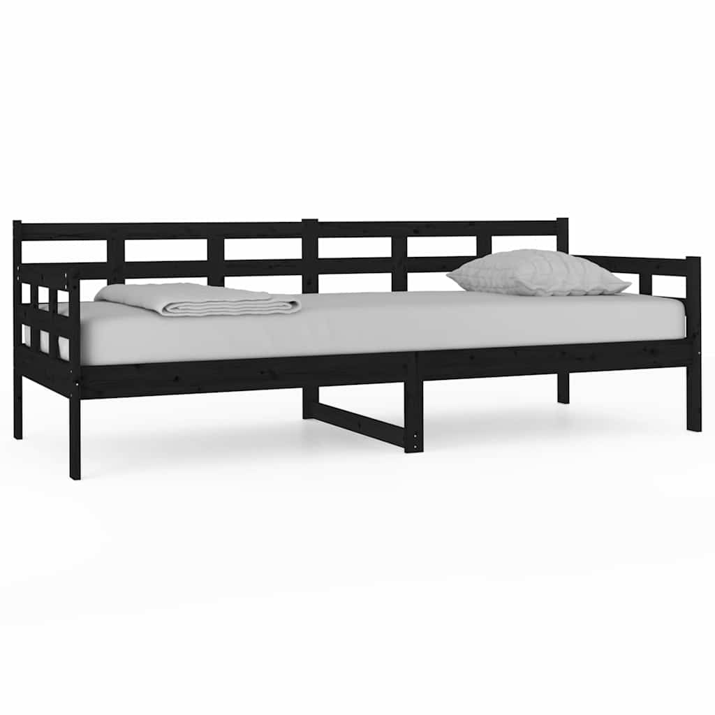 Vidaxl slaapbank massief grenenhout zwart 80x200 cm