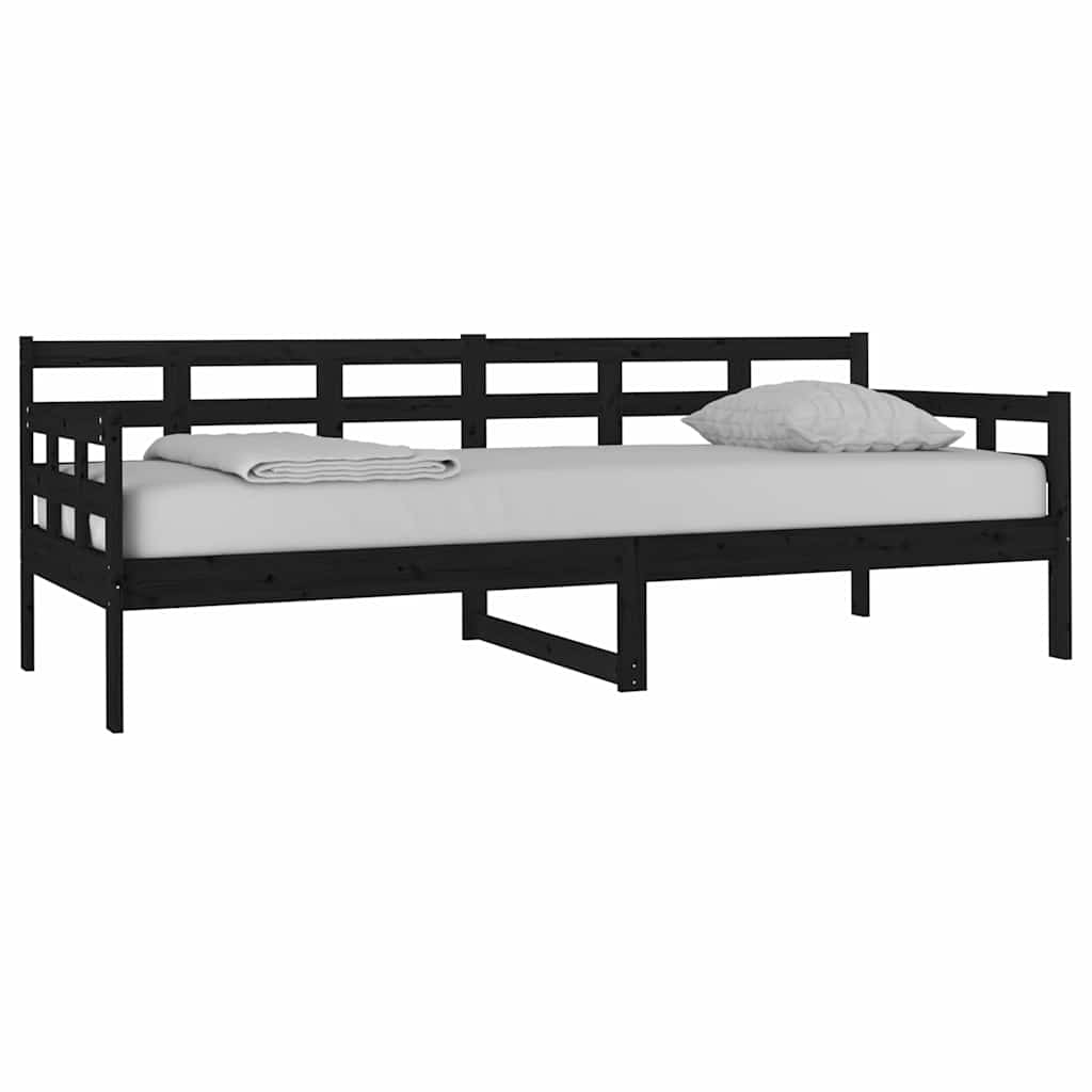 Vidaxl slaapbank massief grenenhout zwart 80x200 cm