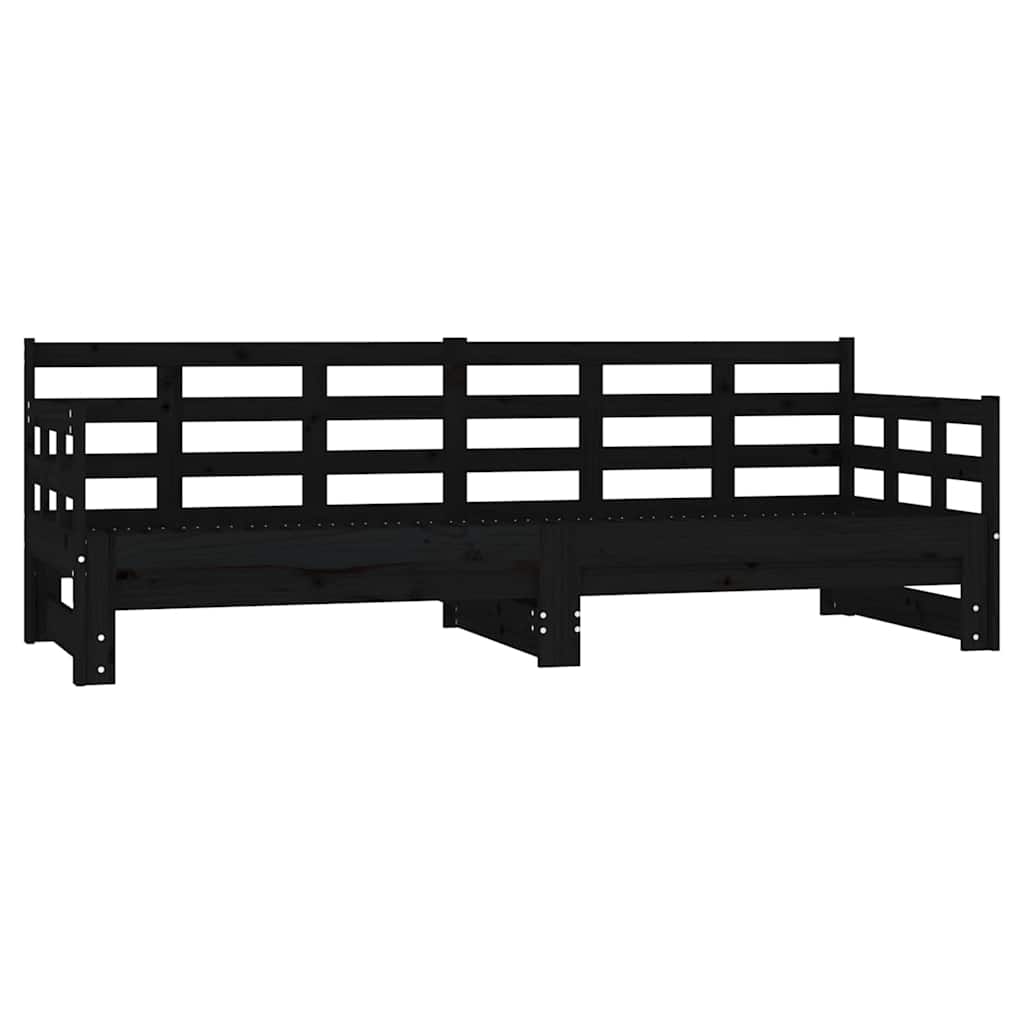 Vidaxl slaapbank uitschuifbaar massief grenenhout zwart 2x(90x190) cm