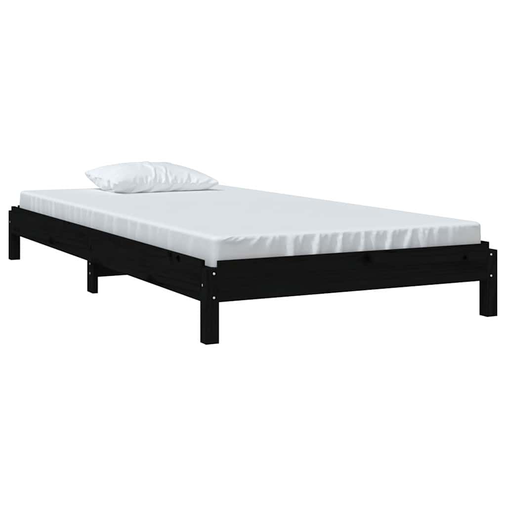 Vidaxl bed stapelbaar 75x190 cm massief grenenhout zwart