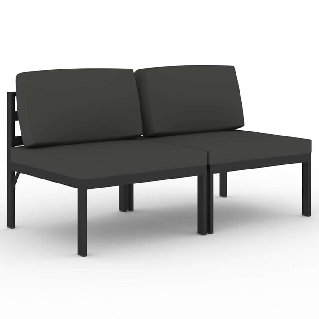 Vidaxl tuinbank 2-zits met kussens aluminium antracietkleurig