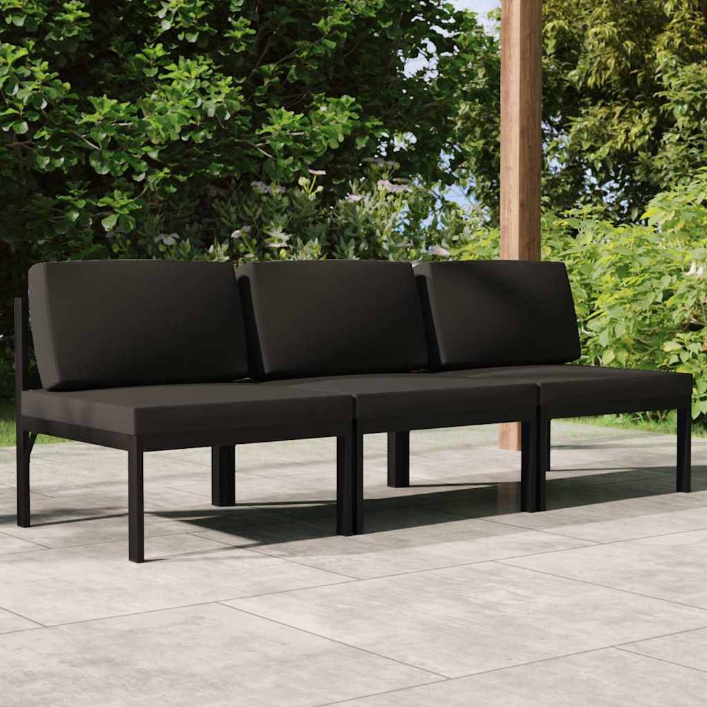 Vidaxl tuinbank 3-zits met kussens aluminium antracietkleurig