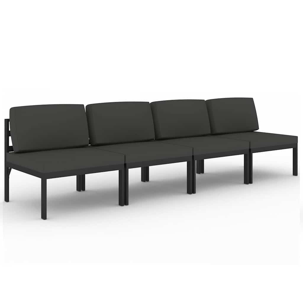 Vidaxl tuinbank 4-zits met kussens aluminium antracietkleurig