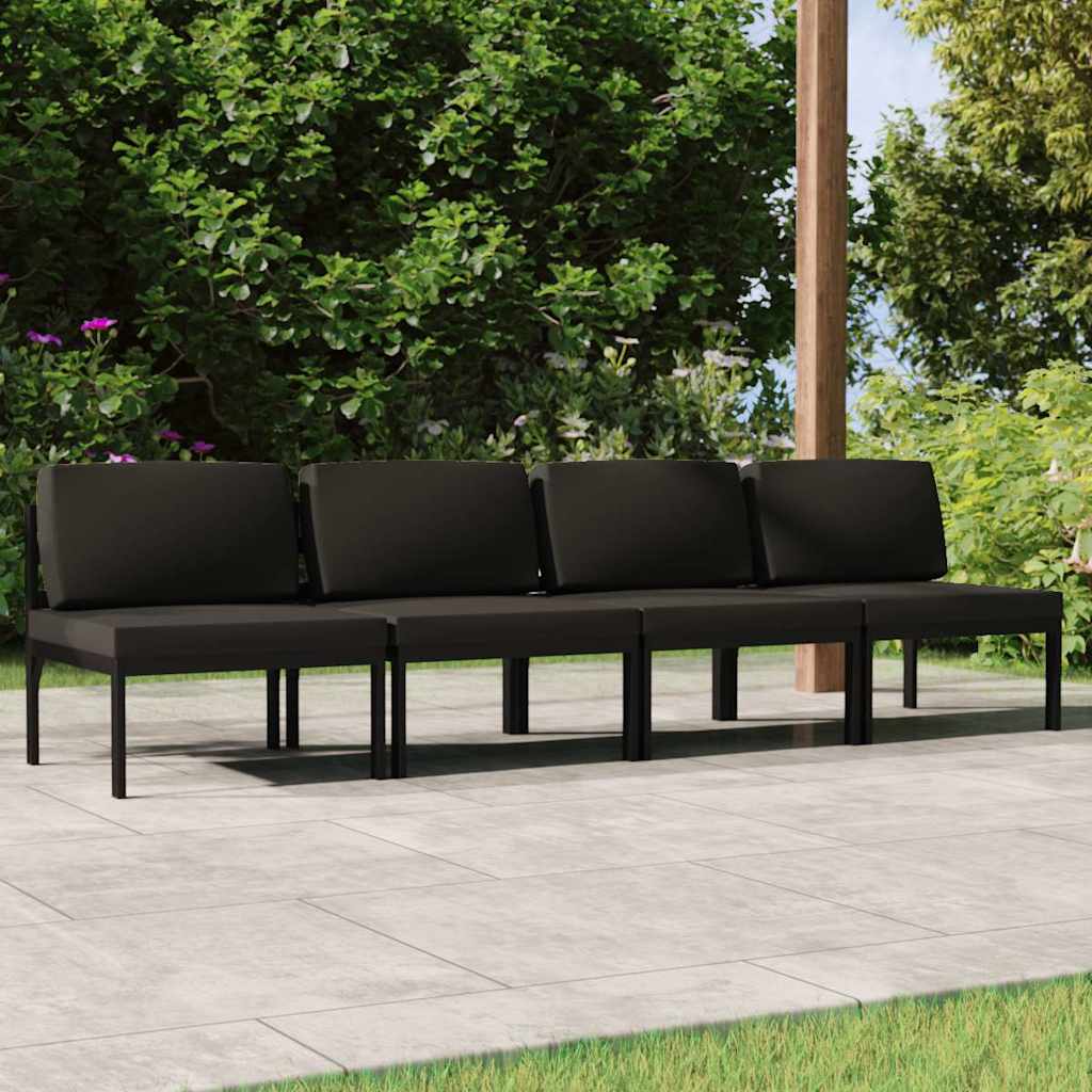 Vidaxl tuinbank 4-zits met kussens aluminium antracietkleurig