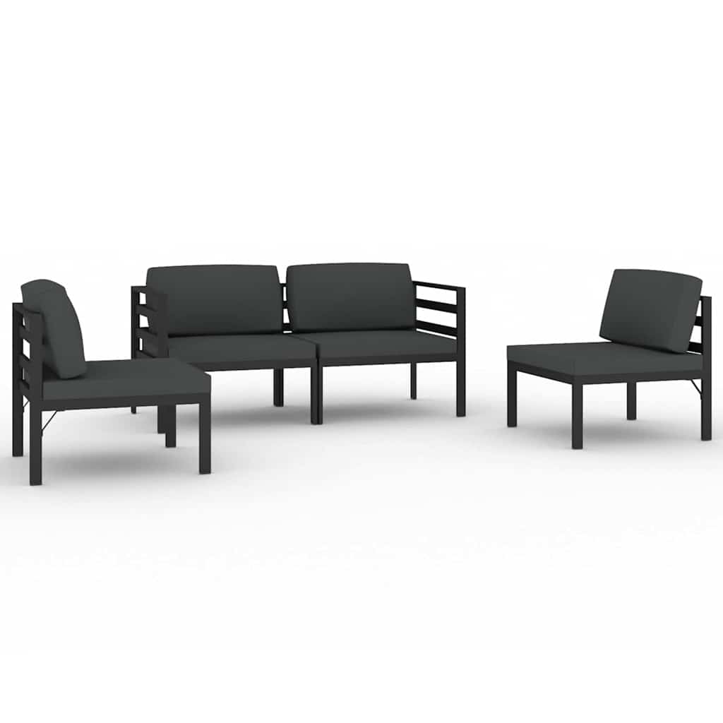 Vidaxl 4-delige loungeset met kussens aluminium antracietkleurig