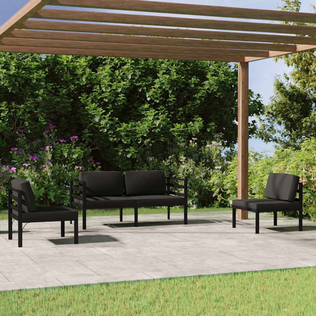 Vidaxl 4-delige loungeset met kussens aluminium antracietkleurig