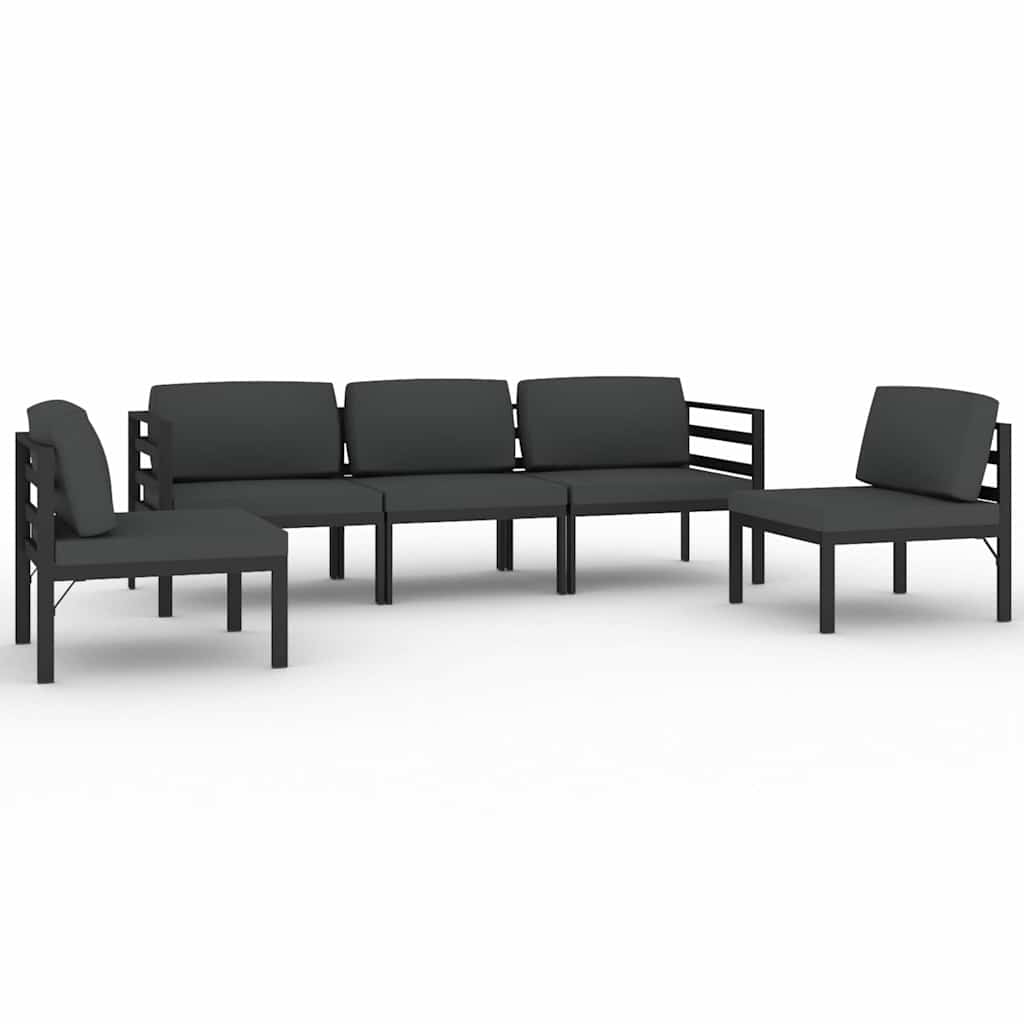 Vidaxl 5-delige loungeset met kussens aluminium antracietkleurig