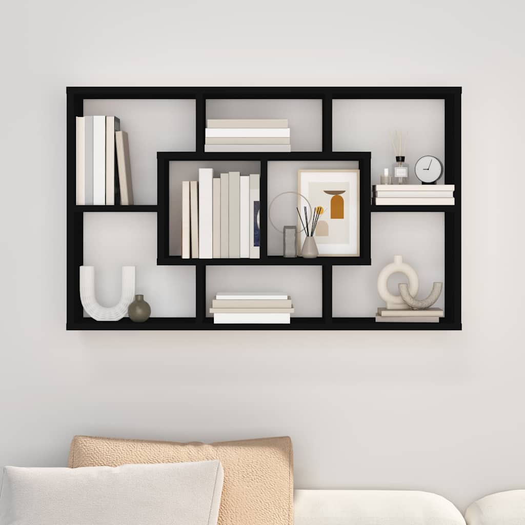 Vidaxl wandschap 85x16x52,5 cm bewerkt hout zwart