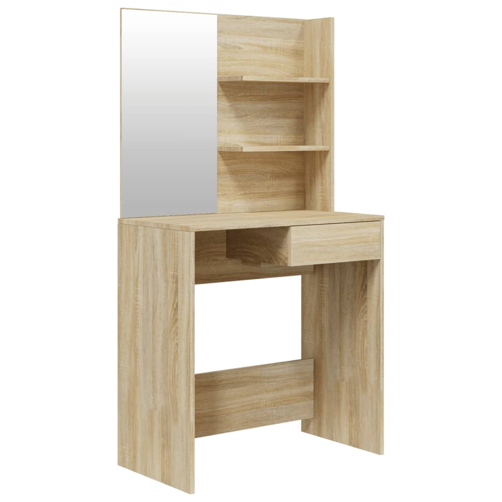 Vidaxl kaptafel met spiegel 74,5x40x141 cm sonoma eikenkleurig