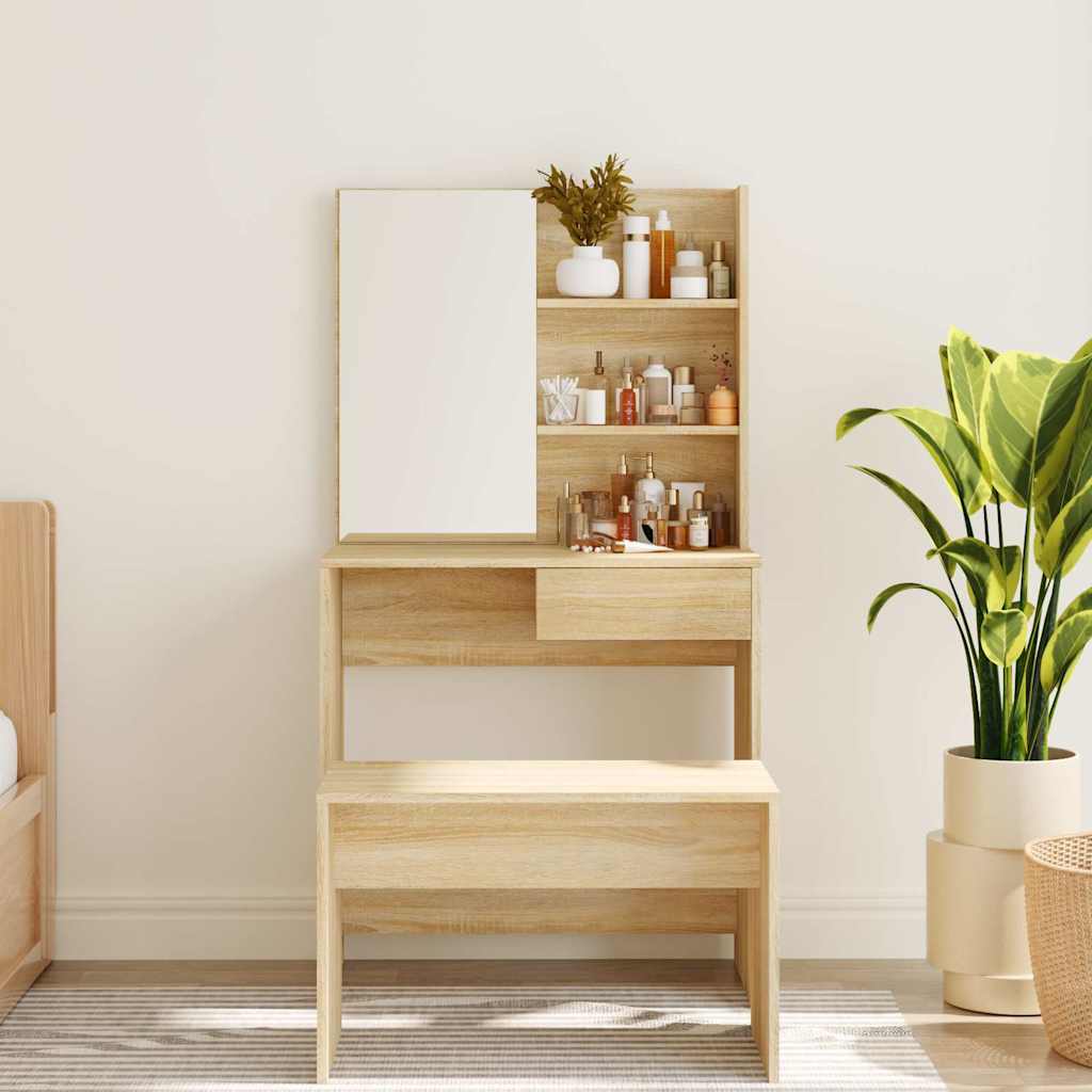 Vidaxl kaptafel met spiegel 74,5x40x141 cm sonoma eikenkleurig