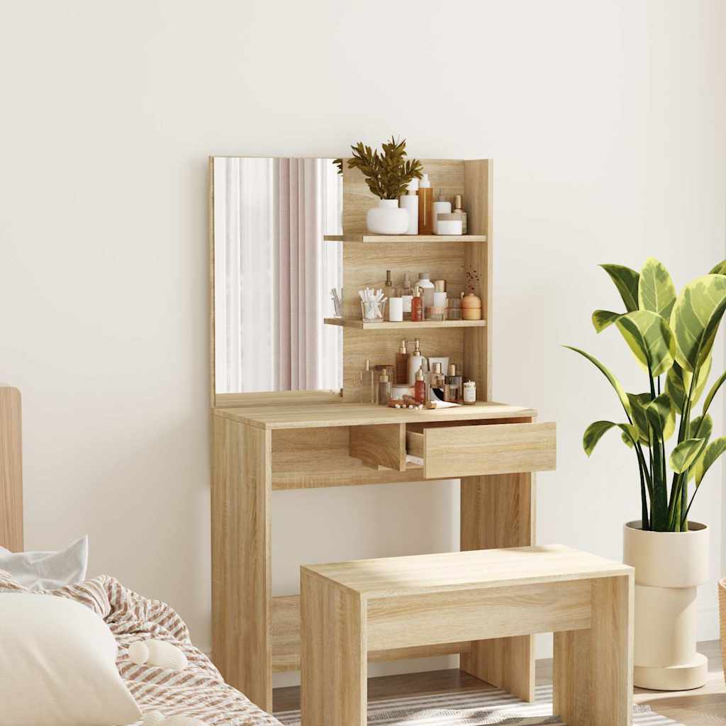 Vidaxl kaptafel met spiegel 74,5x40x141 cm sonoma eikenkleurig