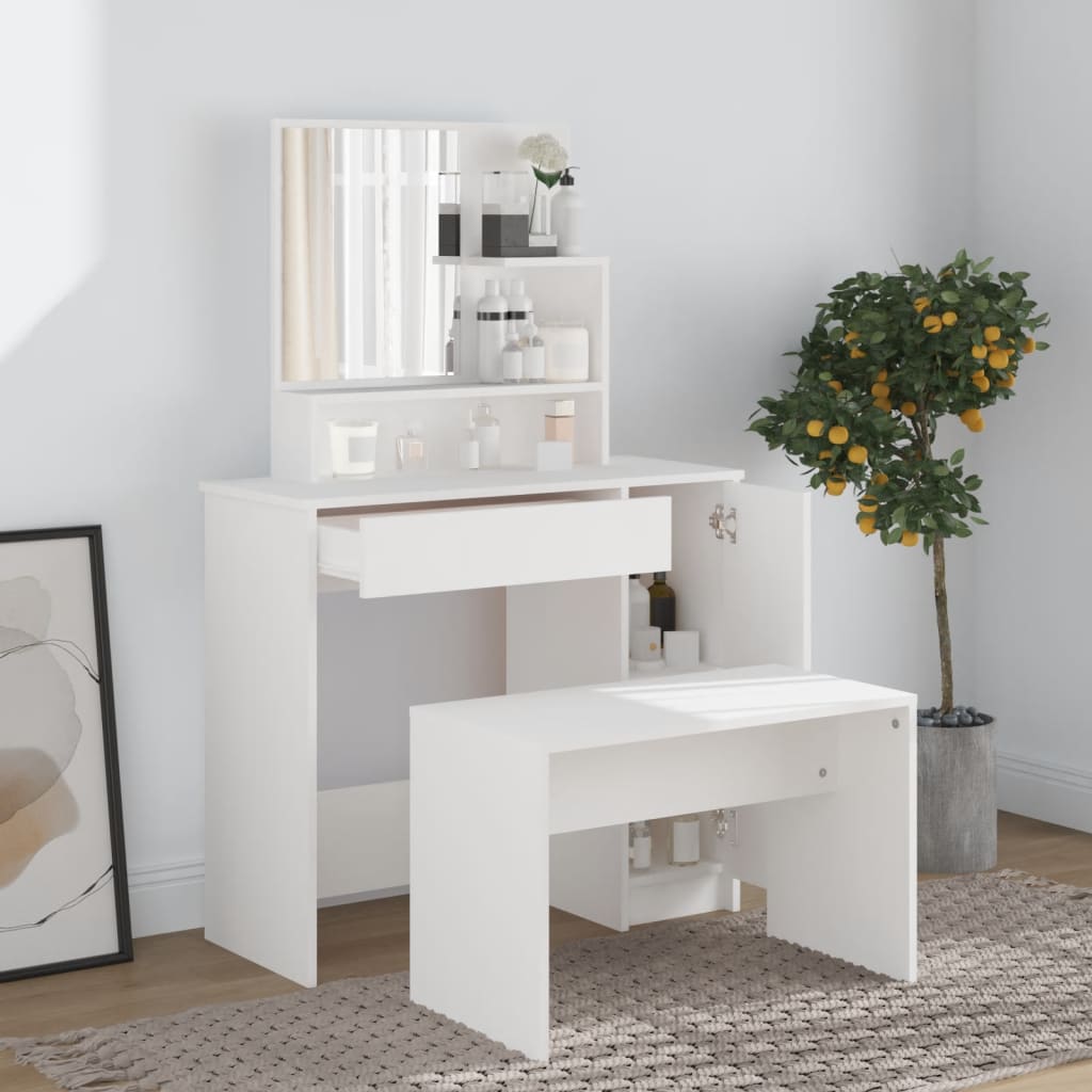 Vidaxl kaptafel met spiegel 86,5x35x136 cm wit
