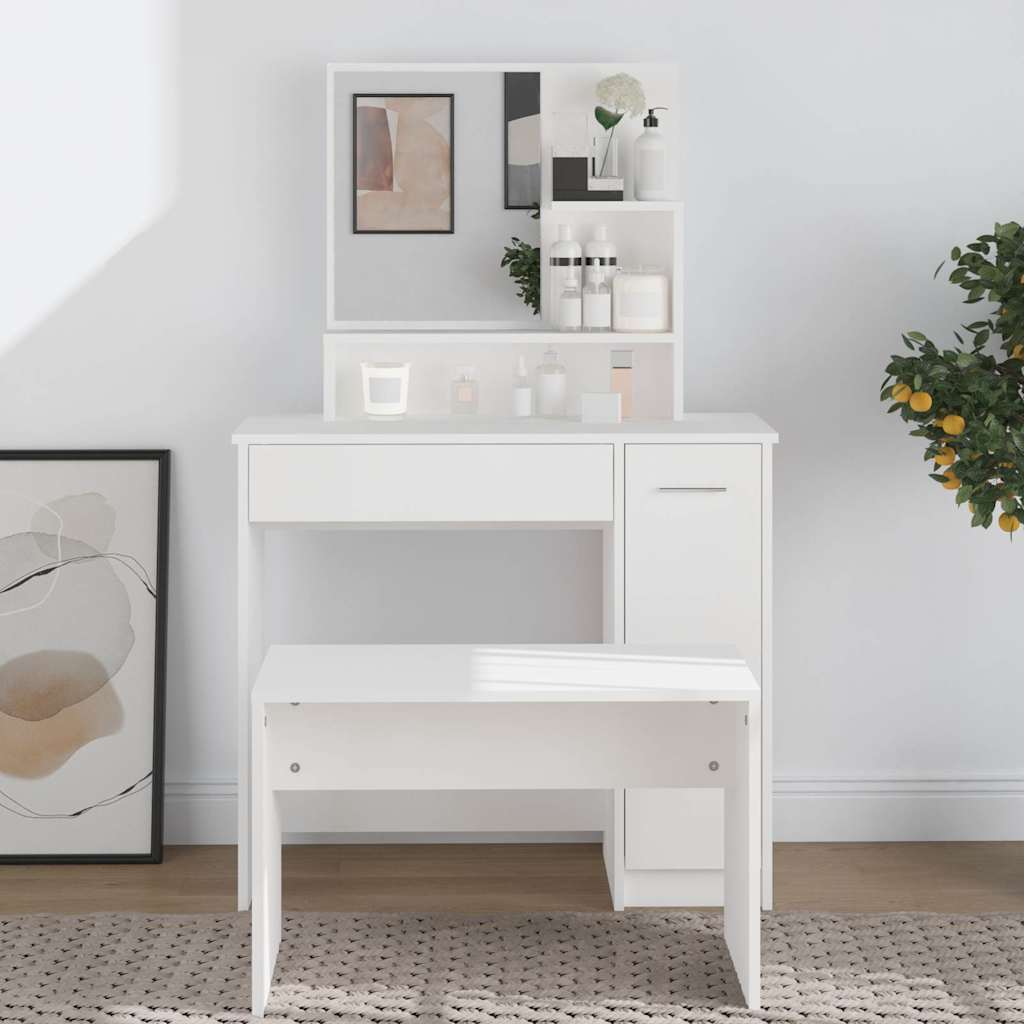 Vidaxl kaptafel met spiegel 86,5x35x136 cm wit