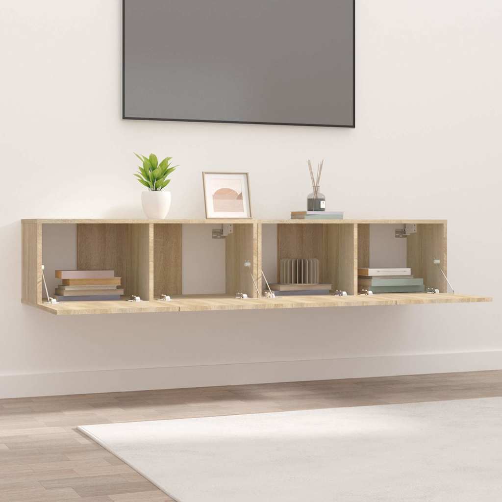 Vidaxl tv-meubels 2 st 80x30x30 cm bewerkt hout sonoma eikenkleurig