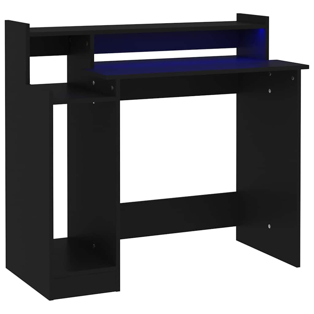 Vidaxl bureau met led-verlichting 97x45x90 cm bewerkt hout zwart