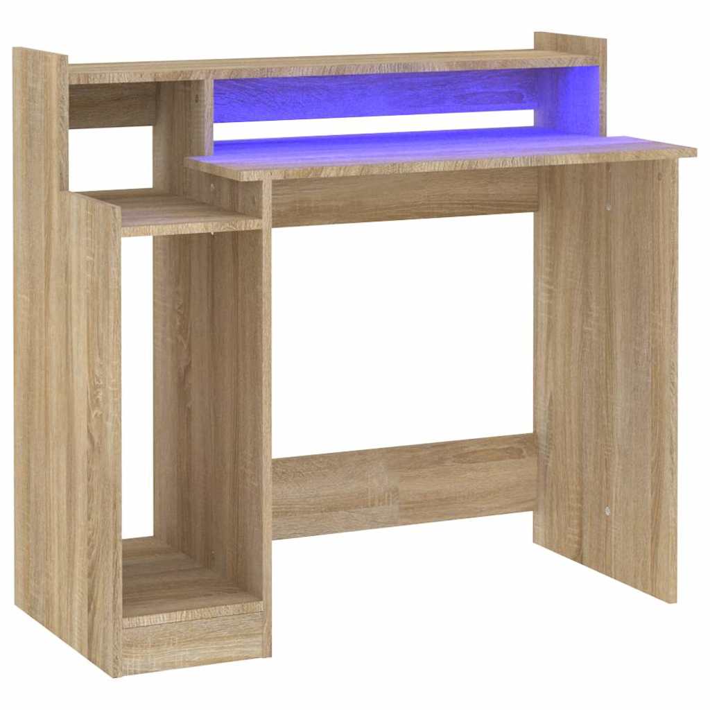 Vidaxl bureau met led-verlichting 97x45x90 cm hout sonoma eikenkleurig