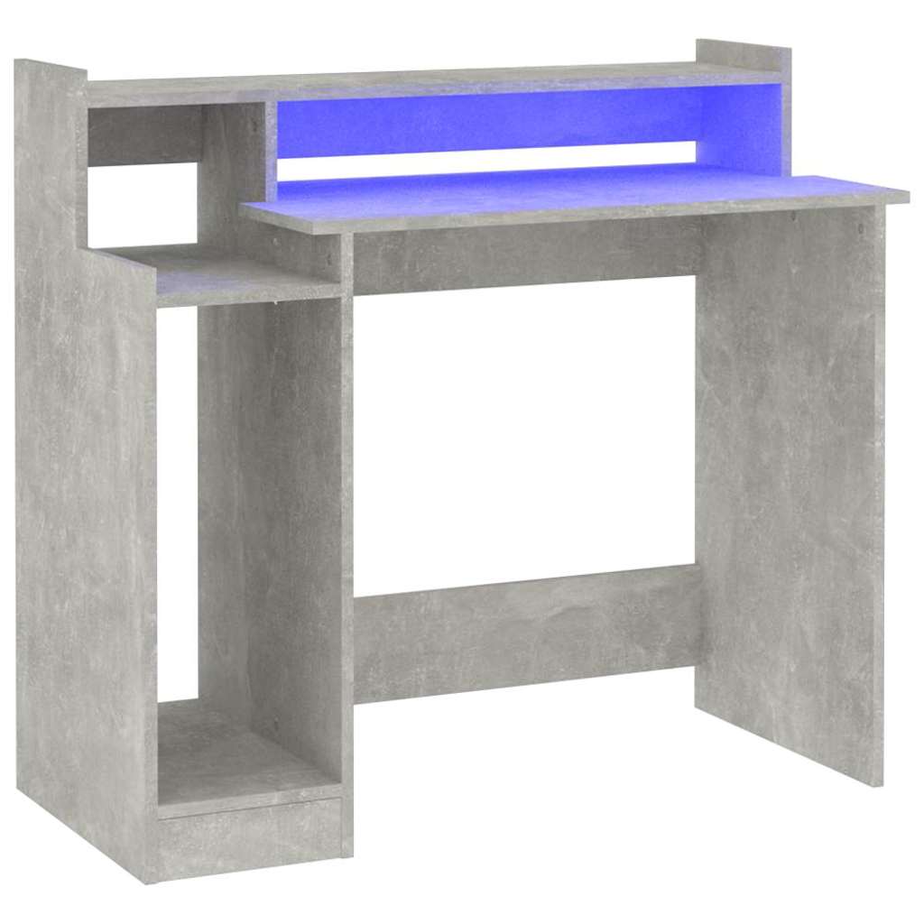 Vidaxl bureau met led-verlichting 97x45x90 cm bewerkt hout betongrijs