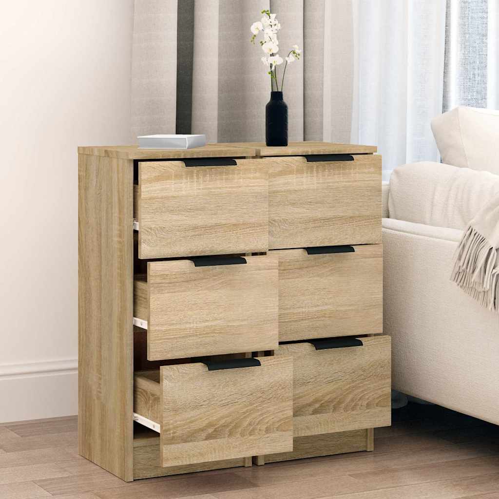 Vidaxl dressoirs 2 st 30x30x70 cm bewerkt hout sonoma eikenkleurig