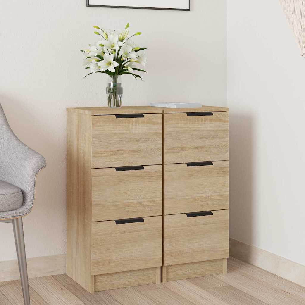 Vidaxl dressoirs 2 st 30x30x70 cm bewerkt hout sonoma eikenkleurig