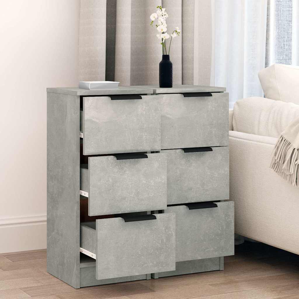 Vidaxl dressoirs 2 st 30x30x70 cm bewerkt hout betongrijs