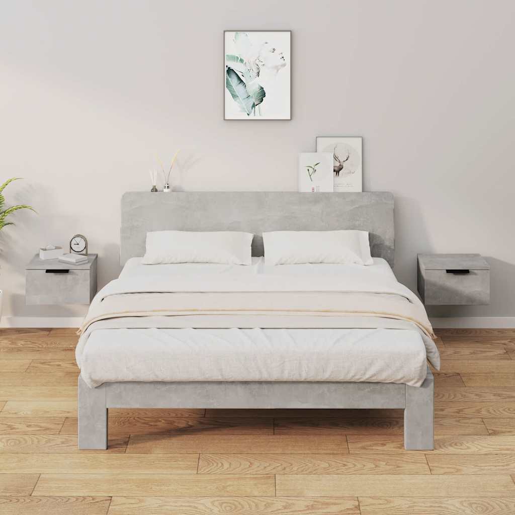 Vidaxl nachtkastjes 2 st wandgemonteerd 34x30x20 cm betongrijs