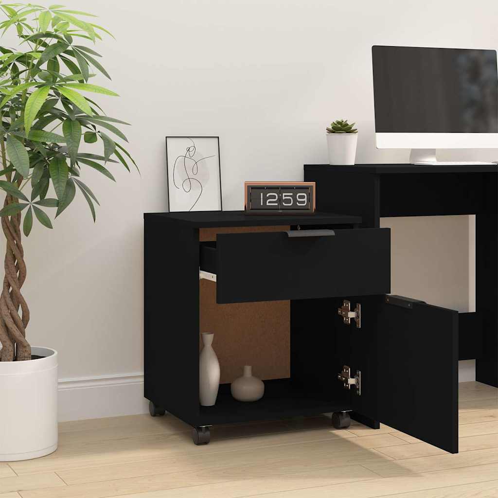 Vidaxl dossierkast verrijdbaar 45x38x54 cm bewerkt hout zwart