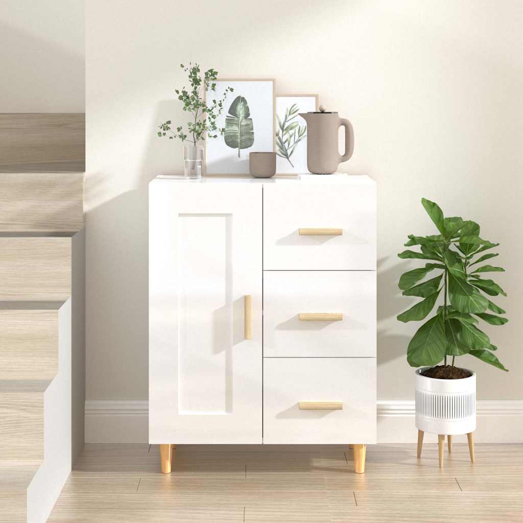 Vidaxl dressoir 69,5x34x90 cm bewerkt hout hoogglans wit