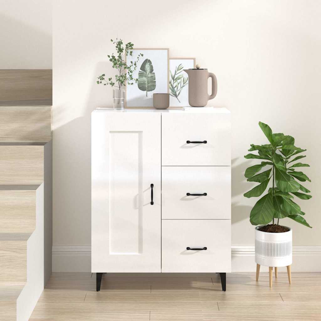 Vidaxl dressoir 69,5x34x90 cm bewerkt hout hoogglans wit