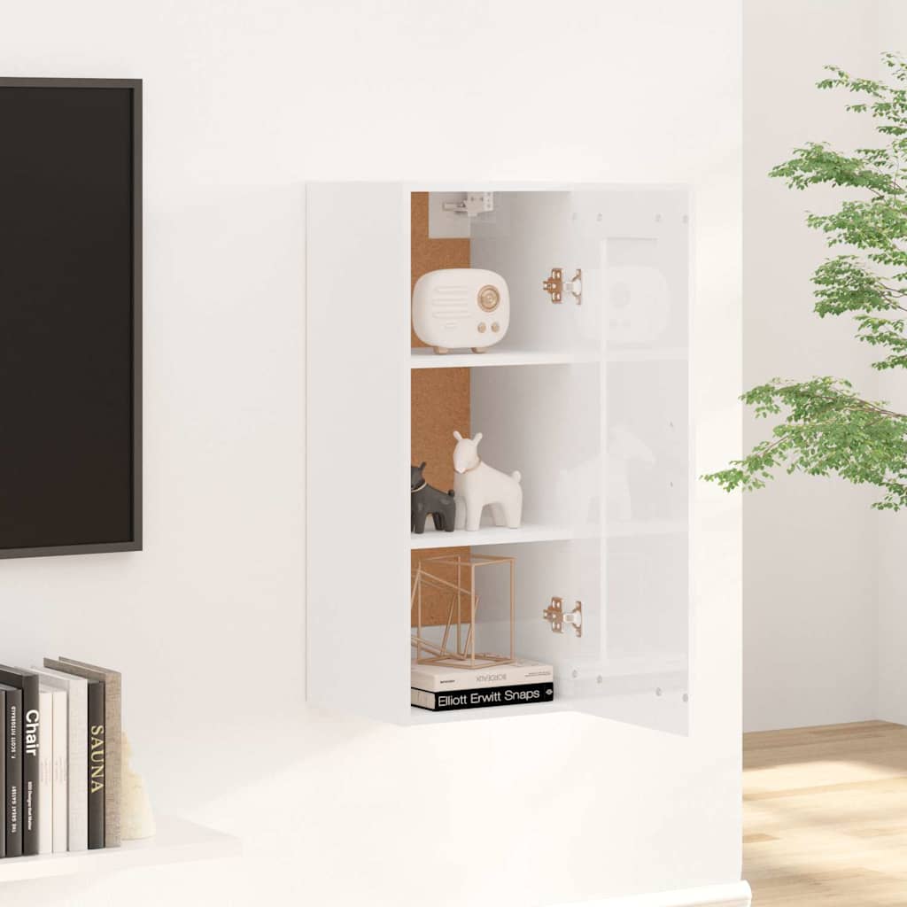 Vidaxl hangkast 35x34x90 cm bewerkt hout hoogglans wit