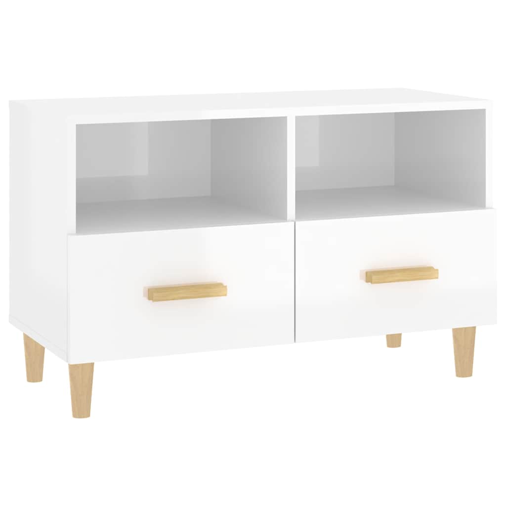 Vidaxl tv-meubel 80x36x50 cm bewerkt hout hoogglans wit